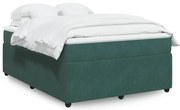 vidaXL Cama com molas/colchão 160x200 cm veludo verde-escuro