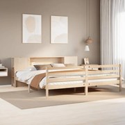 vidaXL Cama com estante sem colchão 200x200 cm pinho maciço