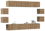 vidaXL Conjunto de armário TV parede 8 pcs madeira carvalho artisiano
