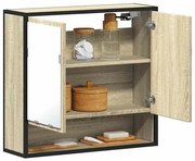 vidaXL Armário com espelho para banheiro Carvalho Sonoma 65x20x60 cm Madeira projetada