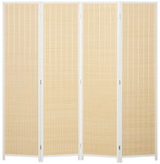 HOMCOM Biombo de 4 Painéis Dobrável 180x180 cm Separador de Ambientes