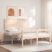 Estrutura de cama com cabeceira 140x190 cm madeira maciça