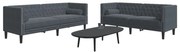 2 pcs conj. de sofás chesterfield com rolos veludo cinza-escuro