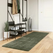 vidaXL Tapete pelo curto macio lavável HUARTE 80x250 cm verde-floresta