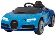 Carro elétrico para Crianças 12V Bugatti Chiron Rodas de EVA, Assento de couro Azul