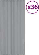 vidaXL Painéis de telhado 36 pcs 100x45 cm aço galvanizado cinzento