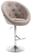 Banco de bar London em tecido e com estrutura cromada 65 x 107-128 x 57 cm Castanho acinzentado