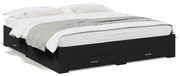 vidaXL Estrutura de cama c/ gavetas 200x200 cm derivados madeira preto