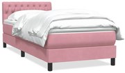 vidaXL Cama com molas/colchão rosa 90x220 cm veludo