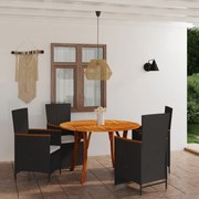 5 pcs conjunto de jantar para jardim preto