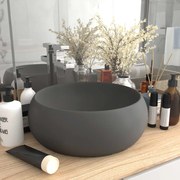 vidaXL Lavatório luxuoso redondo 40x15cm cerâmica cinzento-escuro mate