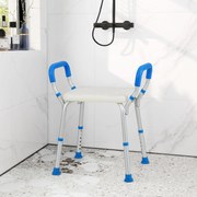 Banco de duche idosos ajustável em altura em alumínio, capacidade de carga de 100 kg com pés de borracha antiderrapantes, azul
