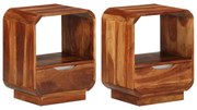 vidaXL Mesa cabeceira gaveta 2 pcs madeira acácia maciça 40x30x50 cm