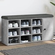 vidaXL Banco sapateira 102x32x50 cm derivados madeira cinzento cimento