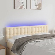 Cabeceira de cama c/ luzes LED tecido 144x5x78/88 cm cor creme