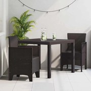 vidaXL Conjunto de Jantar para Jardim 3 pcs Castanho 100 x 100 x 73 cm