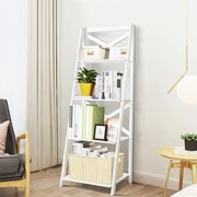 Estante de 4 prateleiras forma escada decorativa multifuncional 50 x 46 x 143 cm Branca