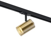 Foco moderno dourado com vidro âmbar para sistema de calhas monofásico - Iconic Lloyd