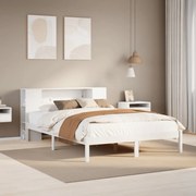 vidaXL Cama com estante sem colchão 120x190 cm pinho maciço branco