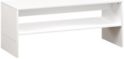 HOMCOM Mesa de Centro Mesa Auxiliar com Compartimento Aberto Mesa de Café para Sala de Estar 100x40x41,5 cm Branco Brilhante