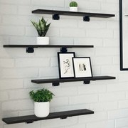 vidaXL Prateleiras - Pacote com 4 em Carvalho Preto, 60x10x1,5 cm - Feitas com Madeira Derivada