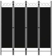 vidaXL Divisória de quarto com 4 painéis 160x180 cm preto