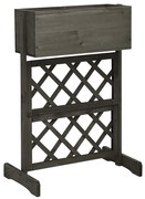 vidaXL Vaso com treliça para jardim 45x30x74 cm abeto maciço cinzento