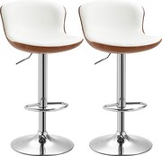 HOMCOM Conjunto de 2 Bancos de Bar Bancos Altos Giratória a 360° Altura Ajustável 46x50x(85-106) cm Creme | Aosom Portugal