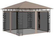 vidaXL Gazebo c/ rede mosquiteira 3x3x2,73m 180 g/m² cinza-acastanhado