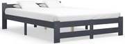 vidaXL Estrutura de cama 140x200 cm pinho maciço cinzento-escuro