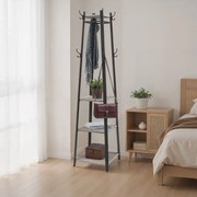 Bengaleiro, suporte para casacos com 4 prateleiras 43 x 43 x 180 cm preto-greige