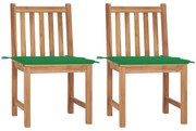 vidaXL Cadeiras de jardim c/ almofadões 2 pcs teca maciça