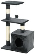 PawHut Arranhador para Gatos 50x30x81,5 cm Centro de Atividades para Gatos com Poste de Sisal Plataformas e Caverna Cinza