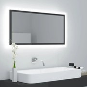 vidaXL Espelho casa banho c/ LED 90x8,5x37 cm acrílico cinza brilhante