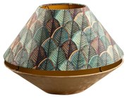 Abajur Duplo em Veludo com Design de Folhas Bege e Interior Dourado