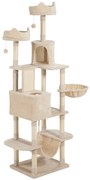 PawHut Arranhador para Gatos Grande Altura 173 cm Torre para Gatos com Plataformas Caverna Bolas Suspensa e Rede Bege