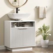 Móvel para Lavatório Pousar (NÃO INCLUIDO) com 2 Portas Canaladas para Lavatório com ou sem Pedestal  60x33x63 cm Branco