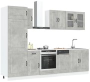 vidaXL 8 peças armário de cozinha conjunto Kalmar cinzento cimento