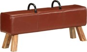 vidaXL Banco de ginásio 110 cm couro genuíno castanho