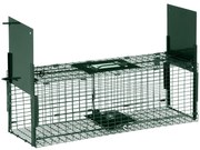 Outsunny Armadilha para Animais Vivos 60x18x20 cm com Porta Gaiola de Captura para Coelhos Raposas Pequenas Verde Escuro | Aosom Portugal