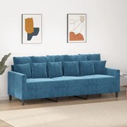 vidaXL Sofá de 3 lugares 180 cm veludo azul