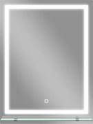 kleankin Espelho de Casa de Banho com Luzes LED 60x80 cm 3 Cores de Luz Brilho Ajustável Prateleira de Vidro Função de Memória Prata | Aosom Portugal