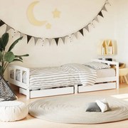 vidaXL Estrutura cama infantil c/ gavetas 90x200cm pinho maciço branco