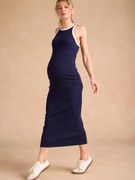 Vestido comprido em canelado fino, para gravidez e amamentação, ENVIE DE FRAISE marinho