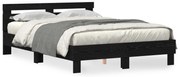 Estrutura de Cama Preta Carvalho Preto Madeira 140 x 190 cm