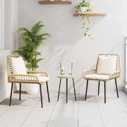 vidaXL Conjunto de Jantar para Jardim 3 pcs Marrom, Preto, Creme