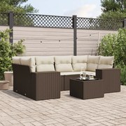 vidaXL 7 pcs conjunto de sofás jardim c/ almofadões vime PE castanho
