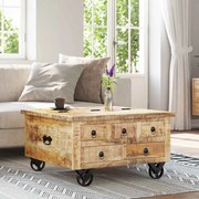 vidaXL Mesa de centro madeira de mangueira áspera 70x70x40 cm