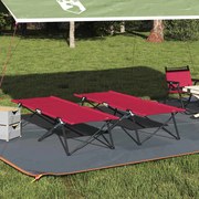 vidaXL Camas de Sol Dobráveis com Sacos pra Transporte, 2 pcs, Vermelho, 600D Tecido Oxford.