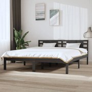 Estrutura de cama super king 180x200 cm madeira maciça cinzento